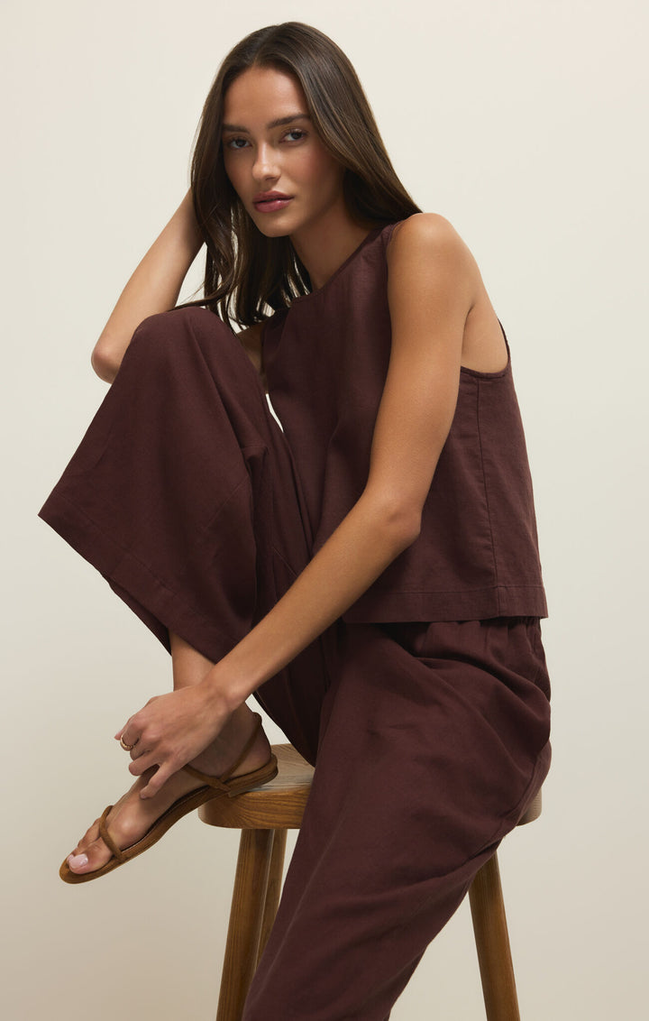 Scout Linen Pant - Chocolate Cherry