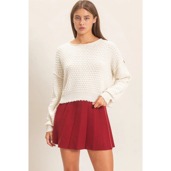 Textured Boat Neck Knit