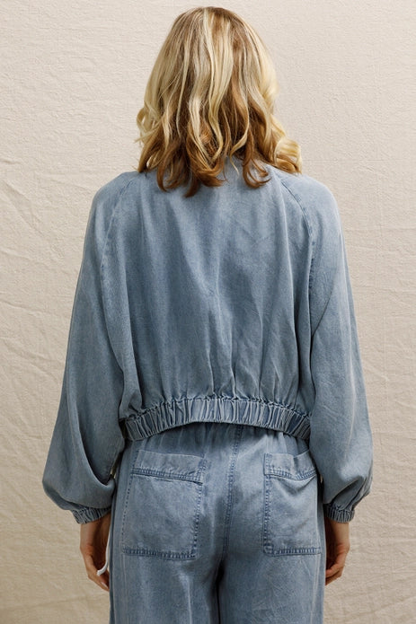 Cropped Tencel Bomber Jacket