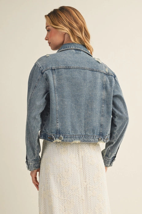 Artfully Distressed Denim Jacket