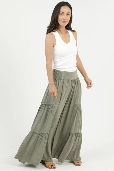 Acid Wash Tiered Wide Leg