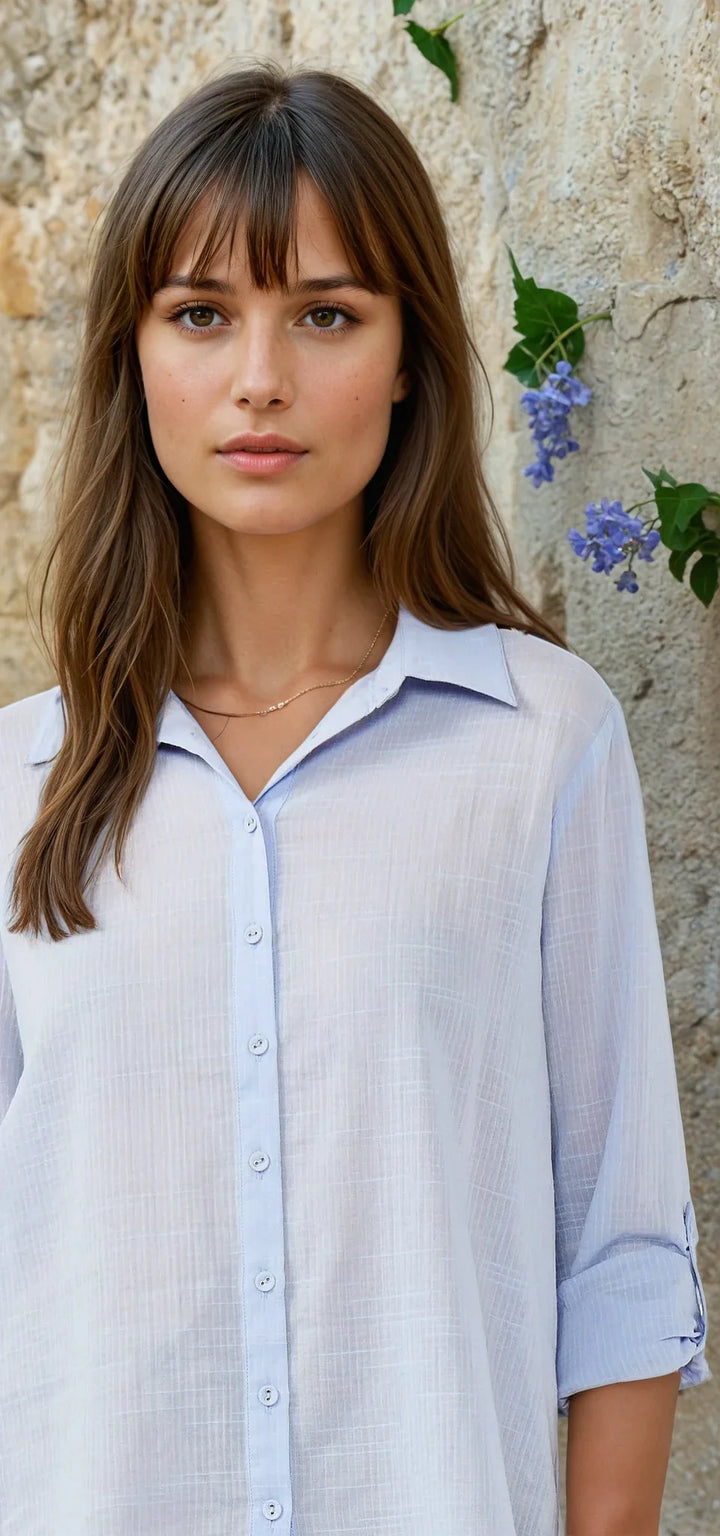 Georgina Button Up Blouse - Blue