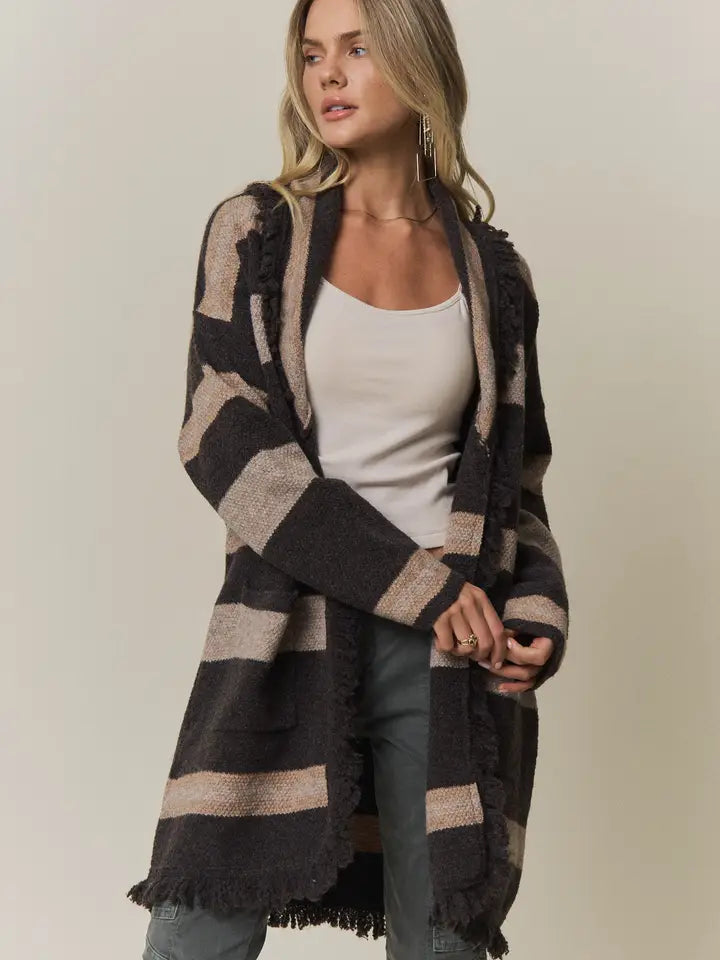 Boho Fringe Long Cardigan