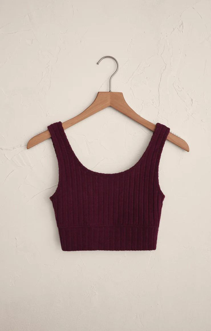 Zoe Rib Tank Bra - Merlot