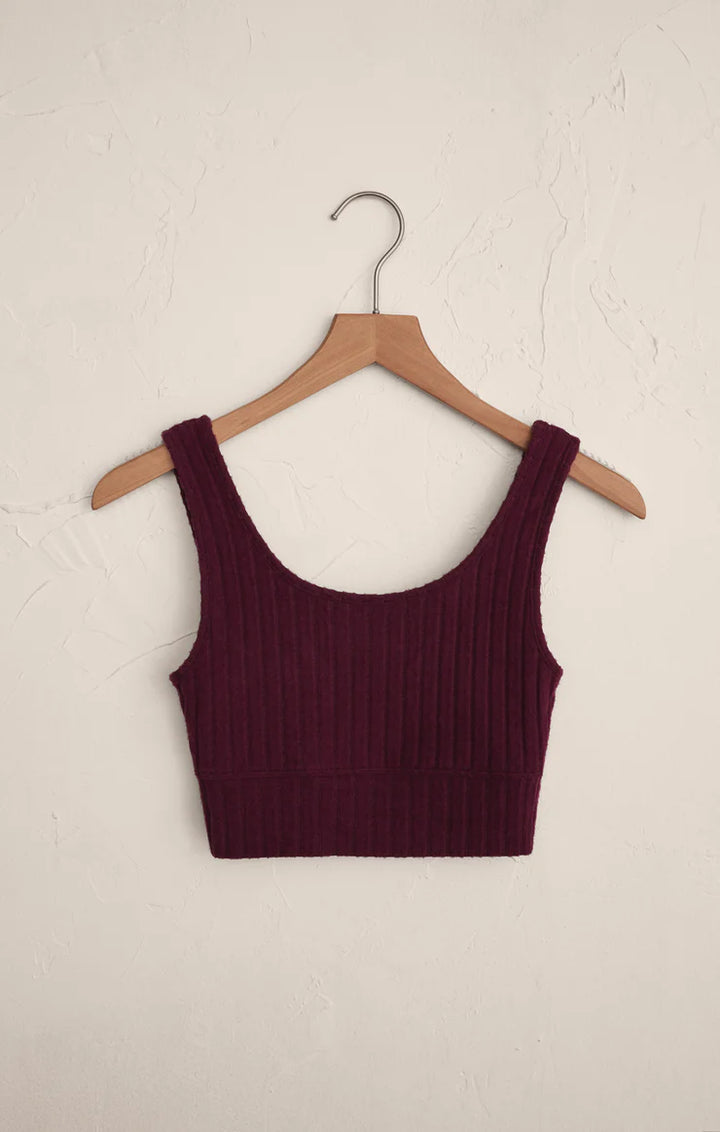 Zoe Rib Tank Bra - Merlot