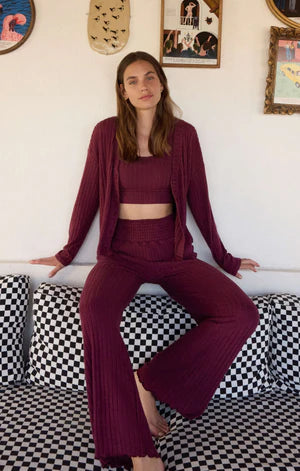Zoe Rib Tank Bra - Merlot
