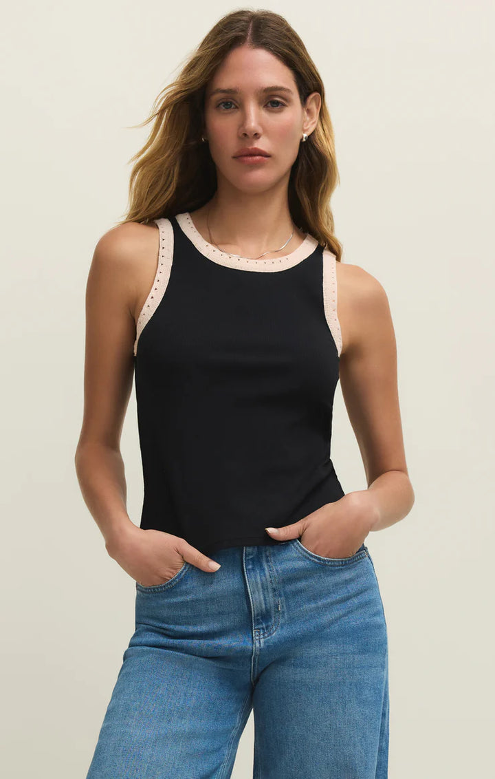 Clarke Rib Tank - Black