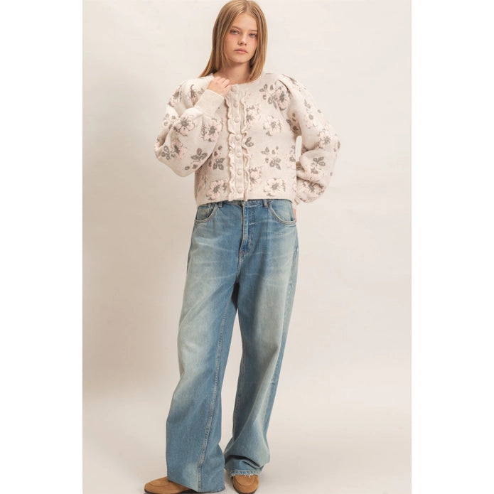 Floral Jacquard Cardigan