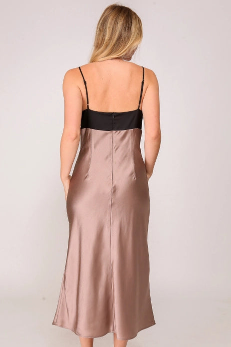 Satin Color Block Maxi