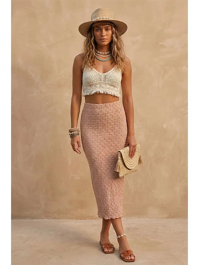 Textured Maxi Skirt