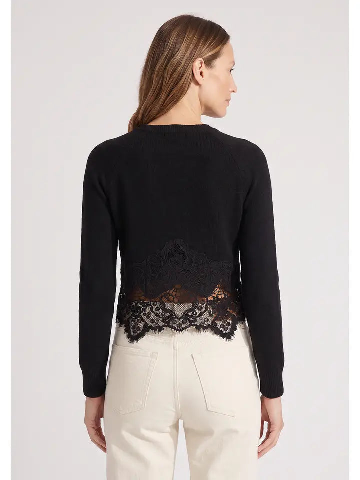 Lace Trim Cardigan Black