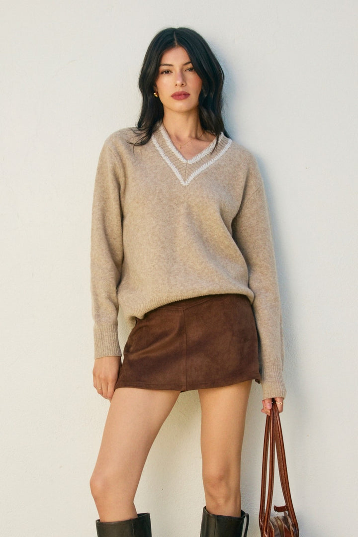 The Contrast V Sweater