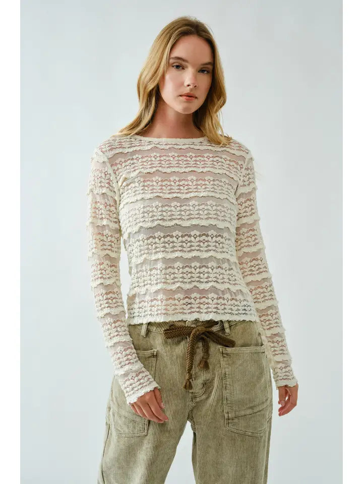 Champagne Charm Lace Top