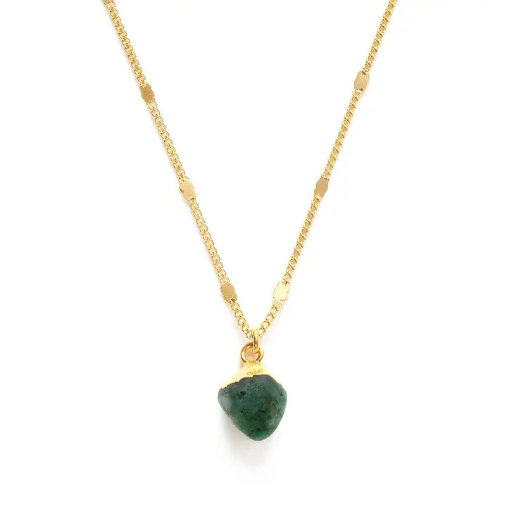Raw Cut Gemstone Necklace - Emerald