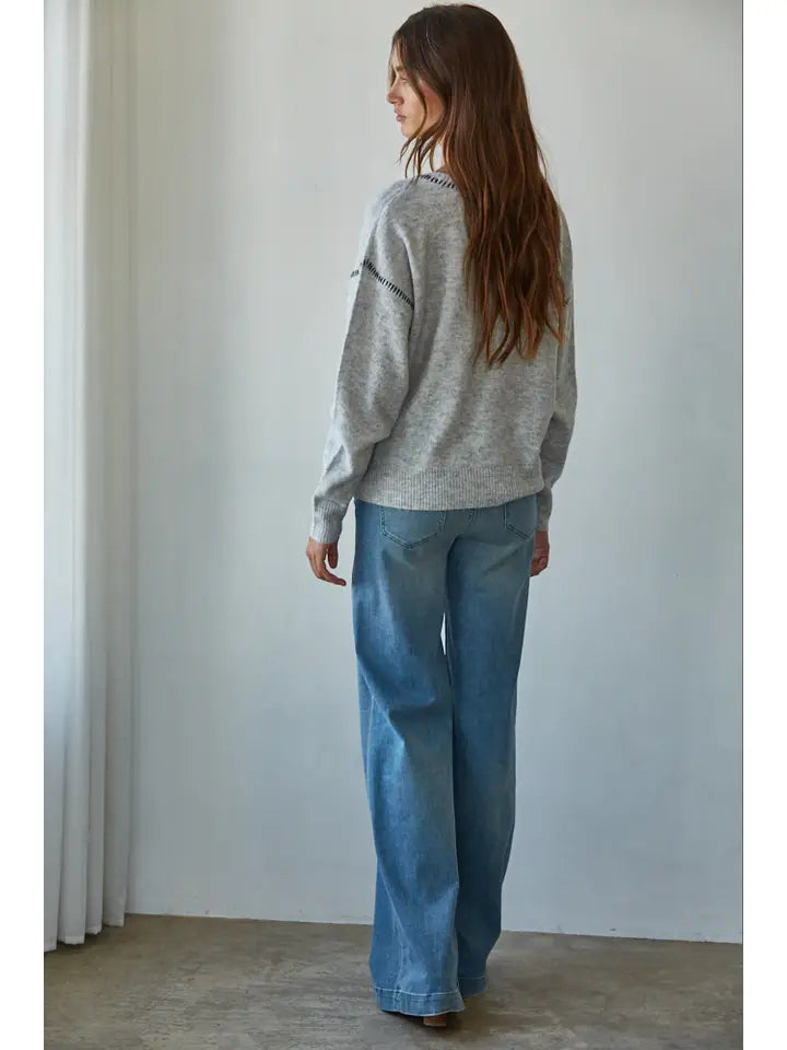 Contrast Knit Sweater