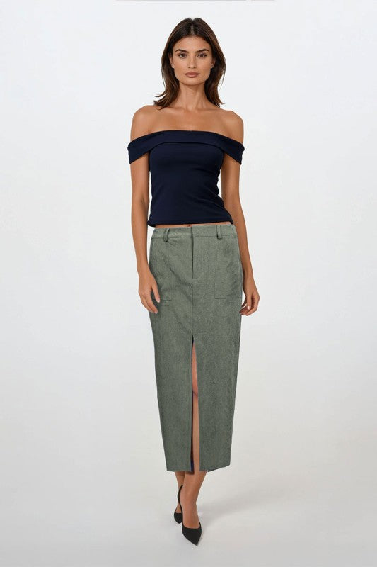 Front Slit Maxi Skirt