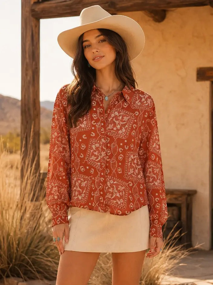 Rust Western Blouse