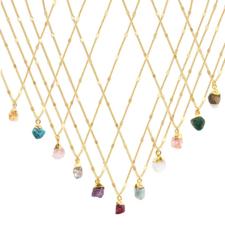 Raw Cut Gemstone Necklace - Herkimer Diamond