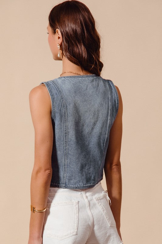 Vintage Wash Denim Vest