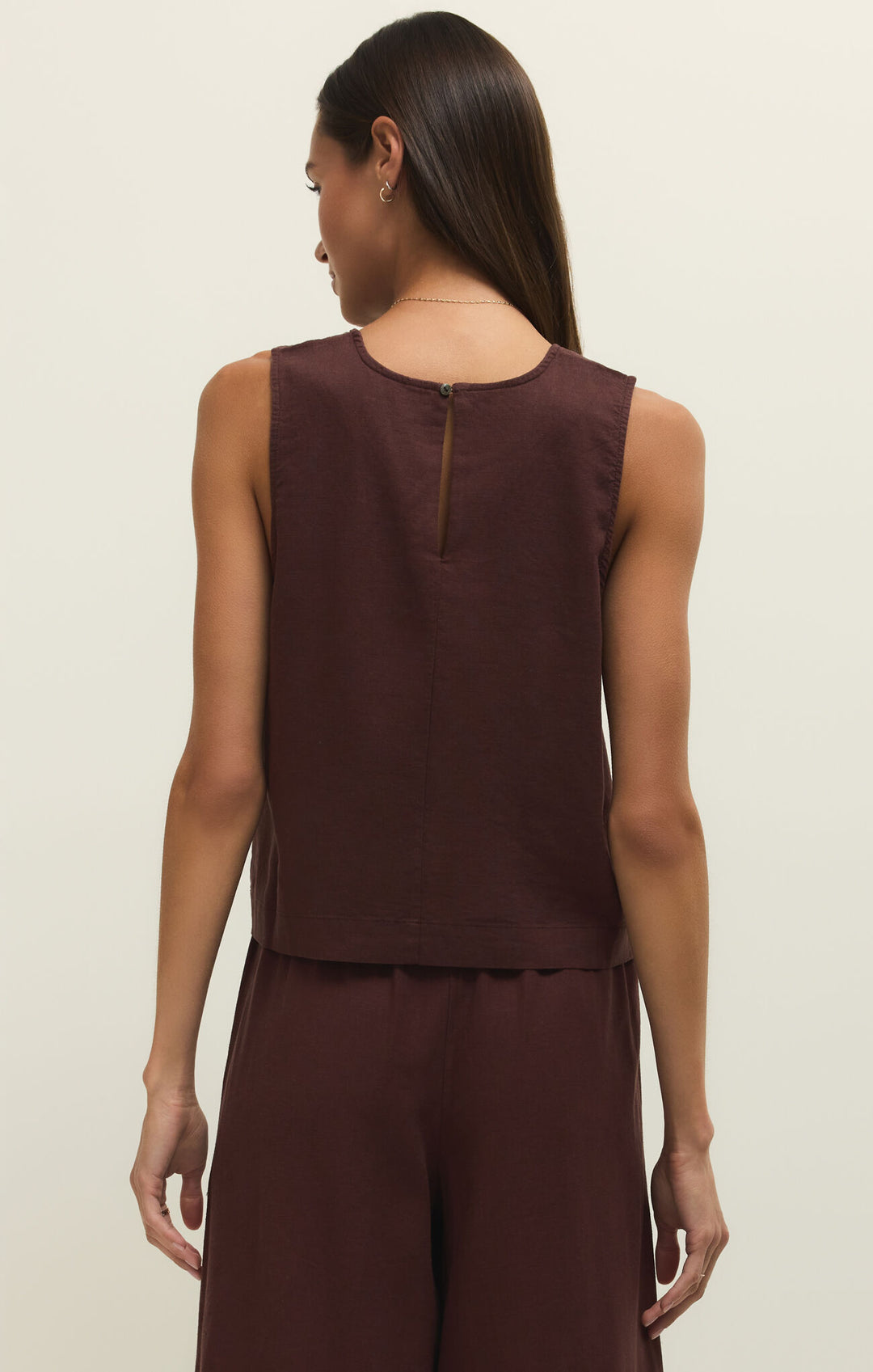Sloane Linen Top -Chocolate Cherry