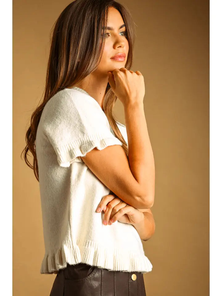 Ruffle Hem Sweater Top